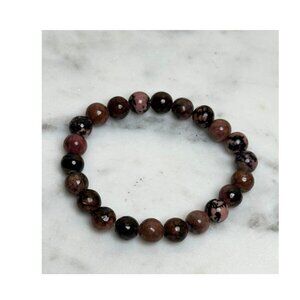 Natural Rhodonite Beaded Stretch Bracelet Healing Crystal Gemstone New